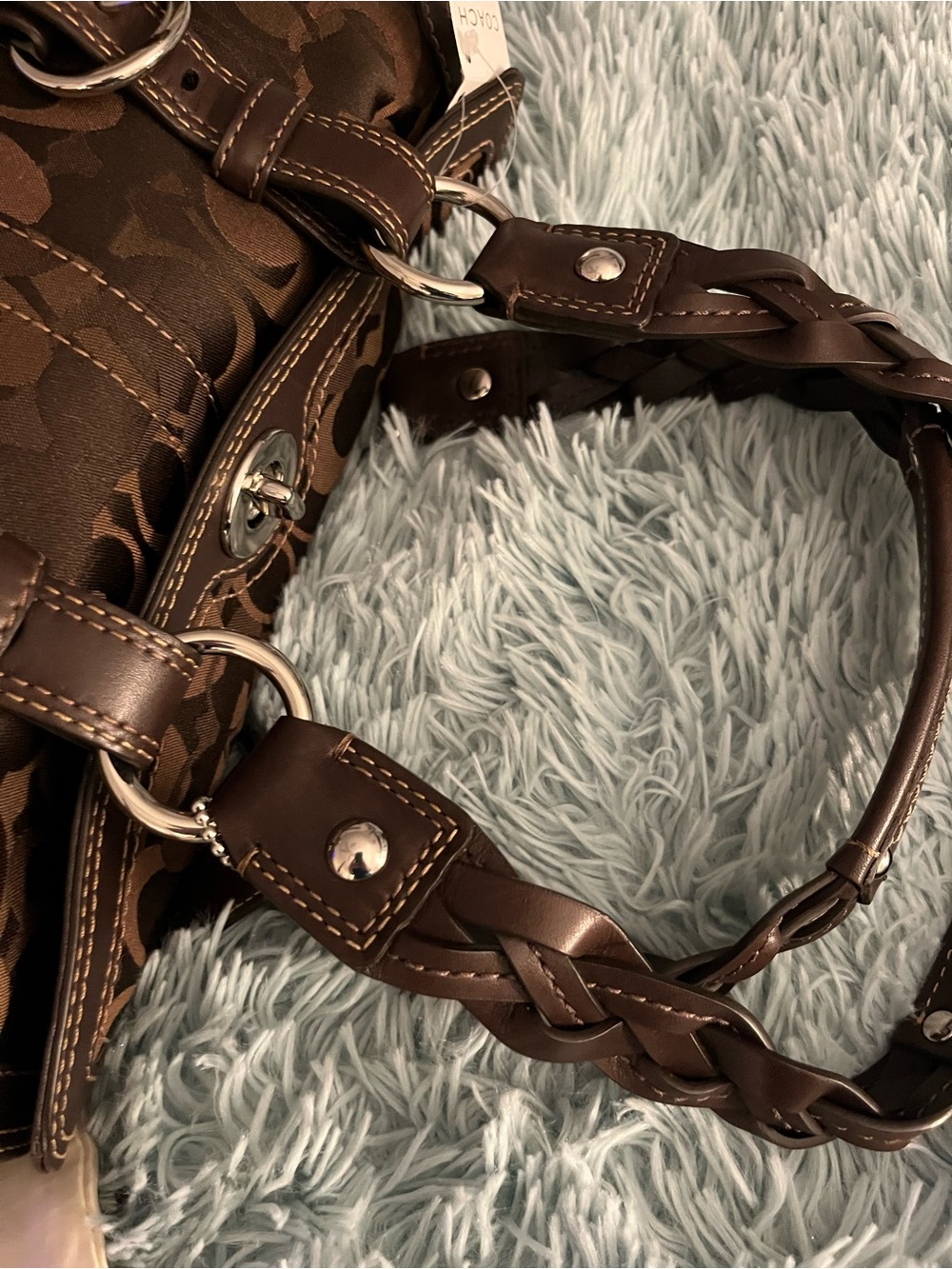 Coach Brown Signature Canvas Satchel Bag with Leather Trim STUNNING NWT - Picture 6 of 16
